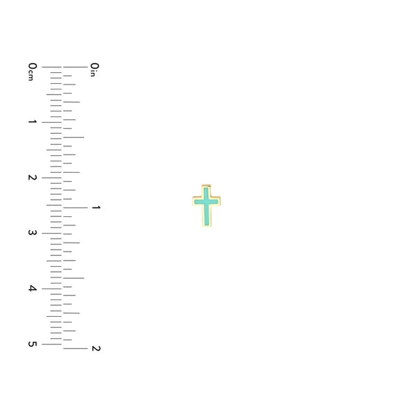 Lt.Turquoise EN/Amel Cross Stud Earrings