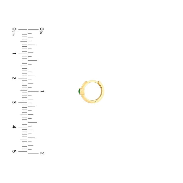 Emerald Bezel Hoop Earrings