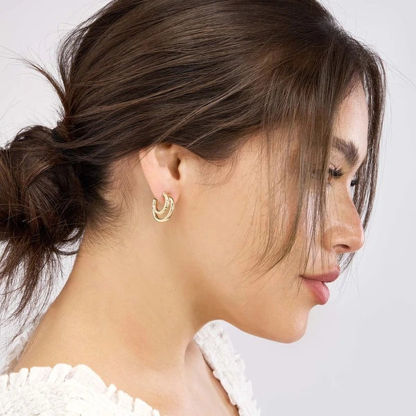 20mm D/C Small Twist Double Open Hoop Earrings
