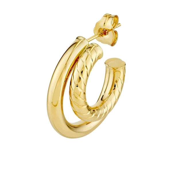 20mm D/C Small Twist Double Open Hoop Earrings