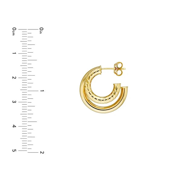20mm D/C Small Twist Double Open Hoop Earrings