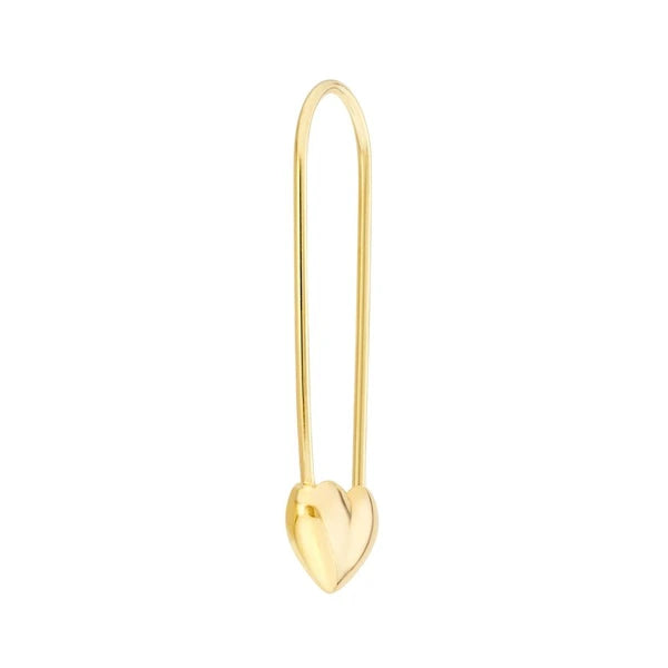 Heart Safety Pin Hoop Earrings