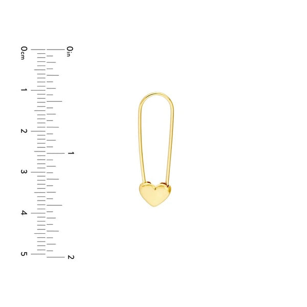 Heart Safety Pin Hoop Earrings