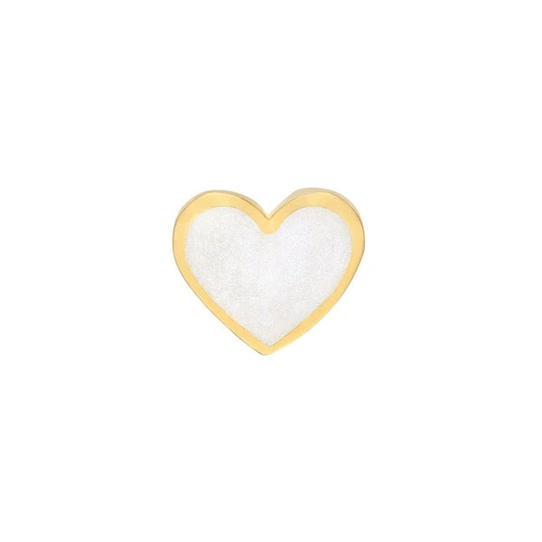White EN/Amel Heart Stud Earrings