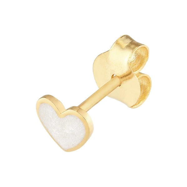 White EN/Amel Heart Stud Earrings