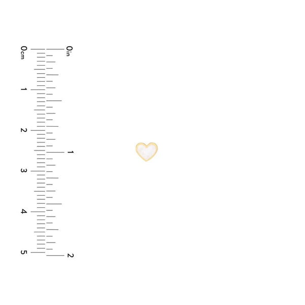 White EN/Amel Heart Stud Earrings