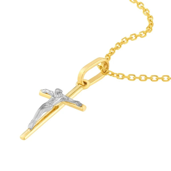 Two Tone Cross with Crucifix Pendant