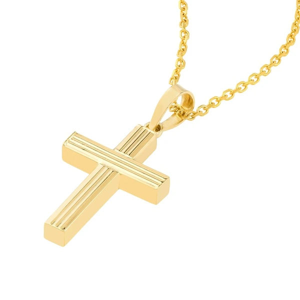 Fluted Bar Cross Pendant