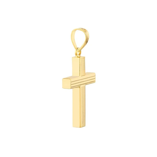 Fluted Bar Cross Pendant