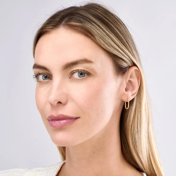 17.5mm Oval Twist Hoop Earrings