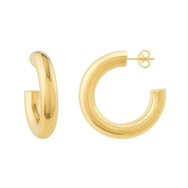 6x30mm Polished Open Hoop Earrings