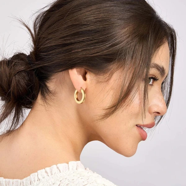 15mm Round Square Tube Hoop Earrings