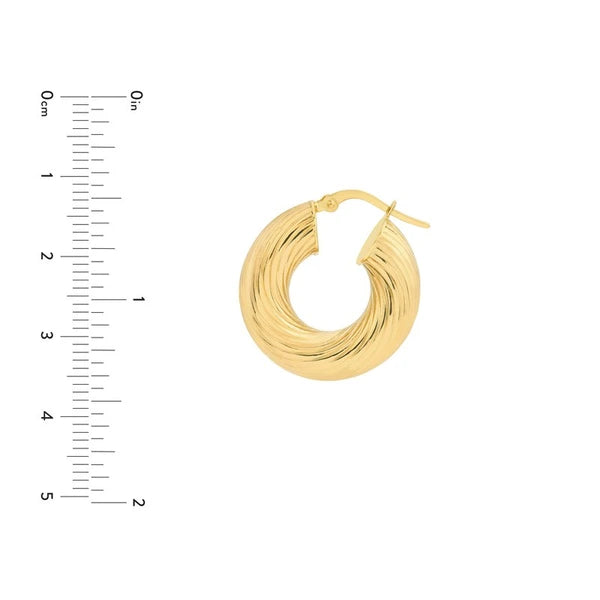 10mm Textured Round Tube Hoop Earrings