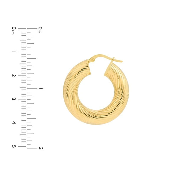 15mm Textured Round Tube Hoop Earrings