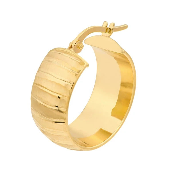 Wide Textured Round Hoop Earrings