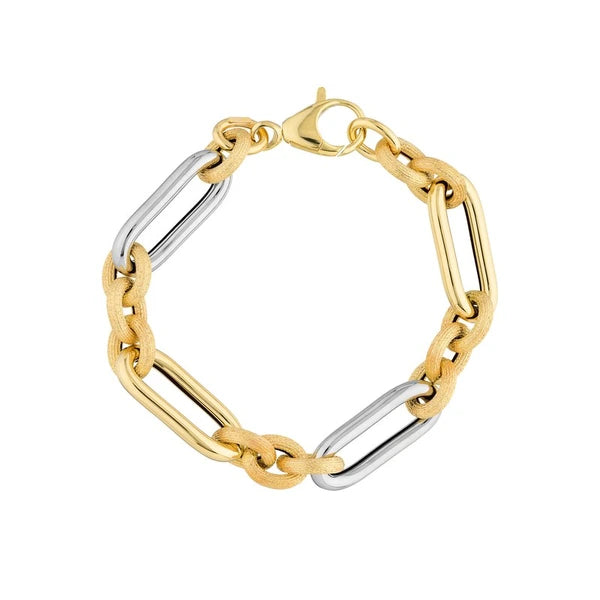 Two Tone (3+1) Paper Clip Brushed Polished Chain