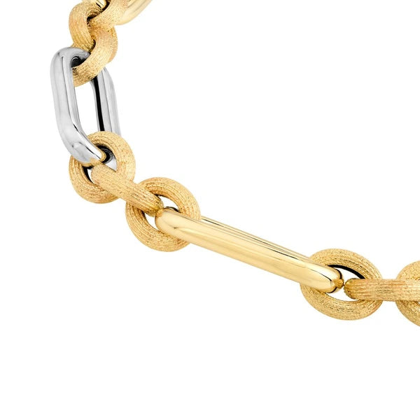 Two Tone (3+1) Paper Clip Brushed Polished Chain