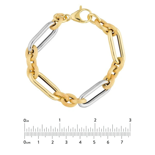 Two Tone (3+1) Paper Clip Brushed Polished Chain