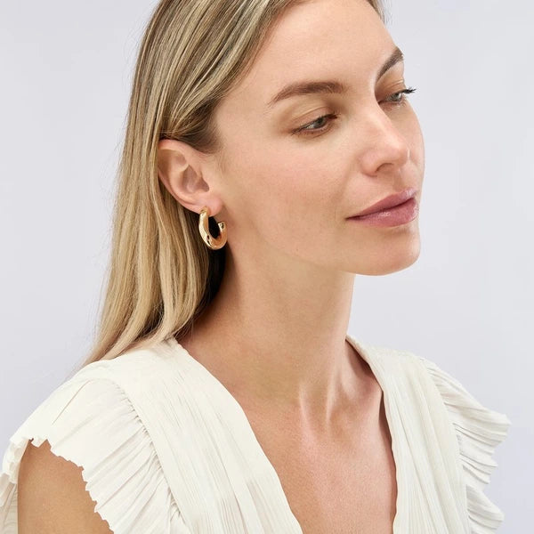 Puff Geometric Dome Open Hoop Earrings