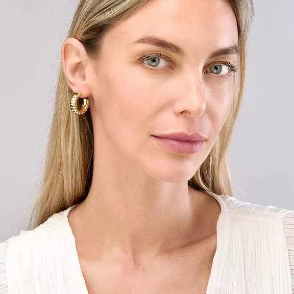 Puff Corrugated Open Hoop Earrings