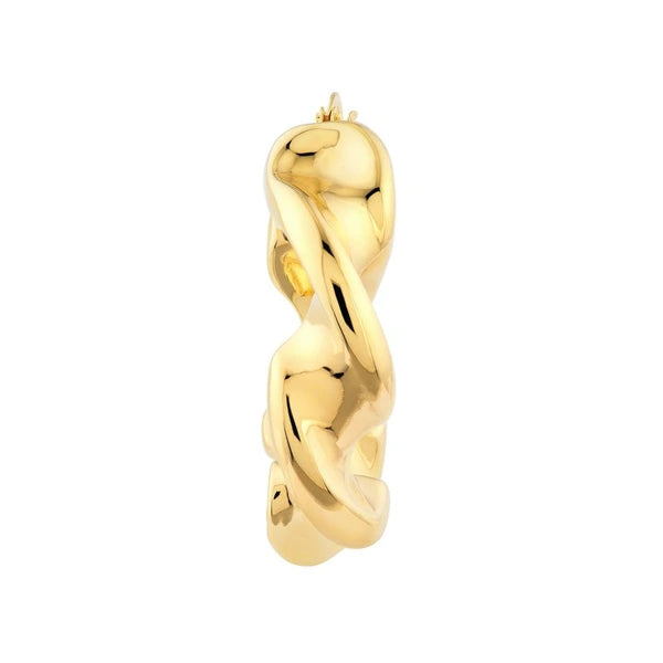 Wide Twist Puff Hoop Earrings