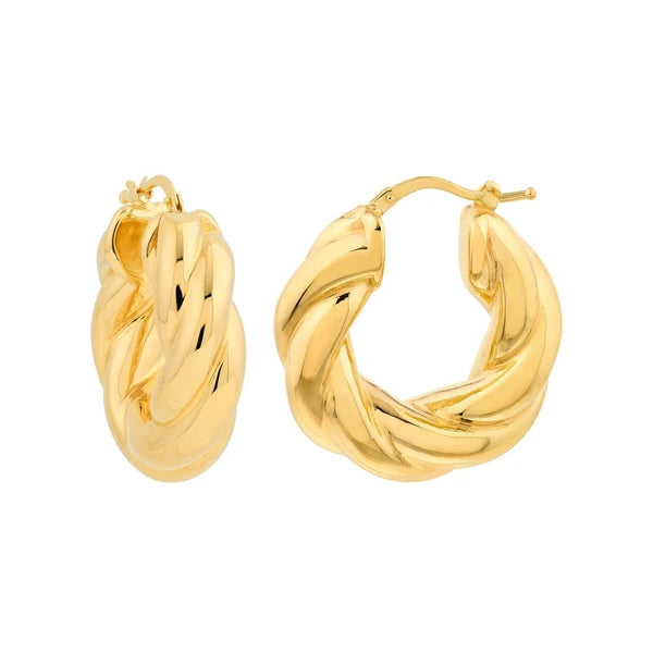 Wide Twisted Puff Hoop Earrings