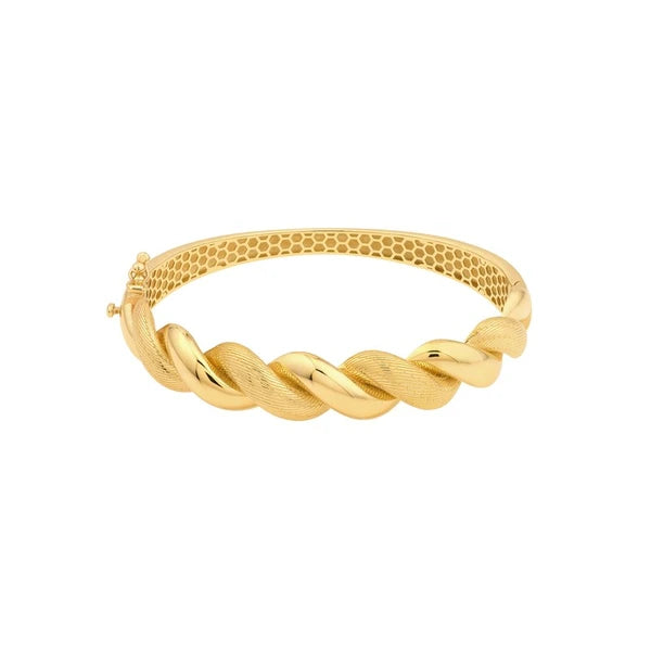 Textured and Polished Twist Bangle Bracelet