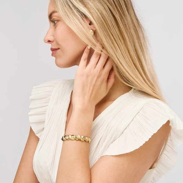 Textured and Polished Twist Bangle Bracelet