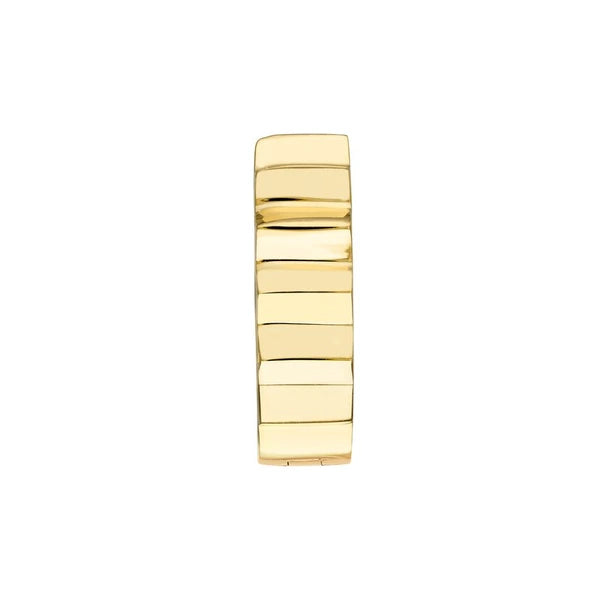 Ridged Polished Round Hoop Earrings