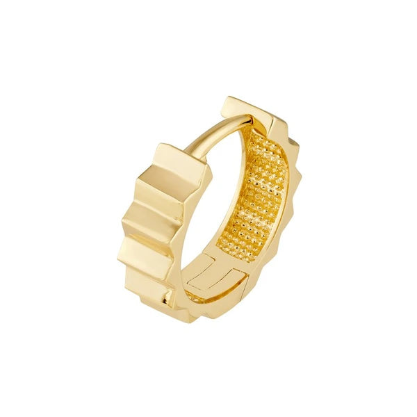Ridged Polished Round Hoop Earrings
