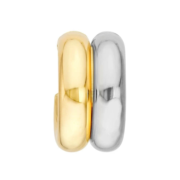 15mm Small Double Two Tone Open Hoop Earrings