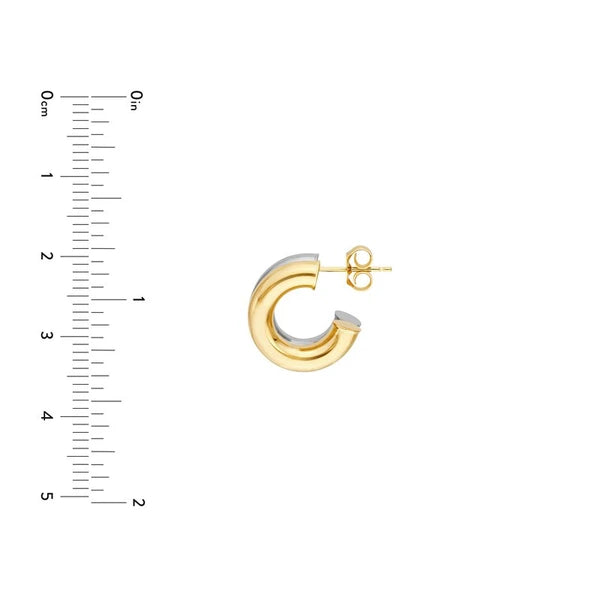 15mm Small Double Two Tone Open Hoop Earrings