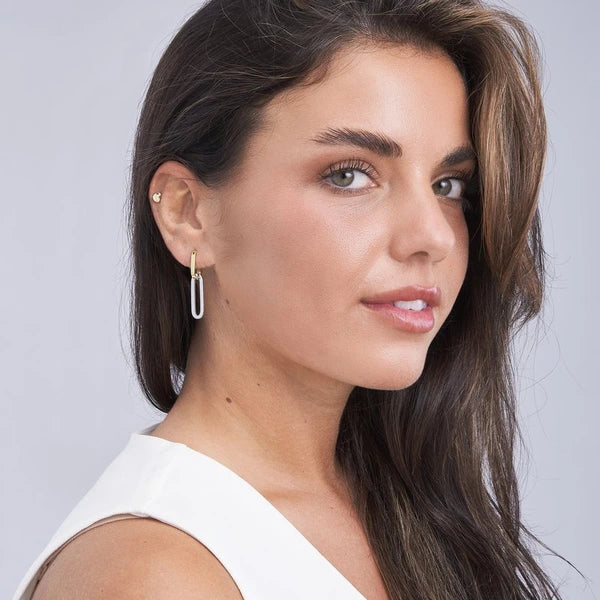 Two Tone Paper Clip Hoop Earrings