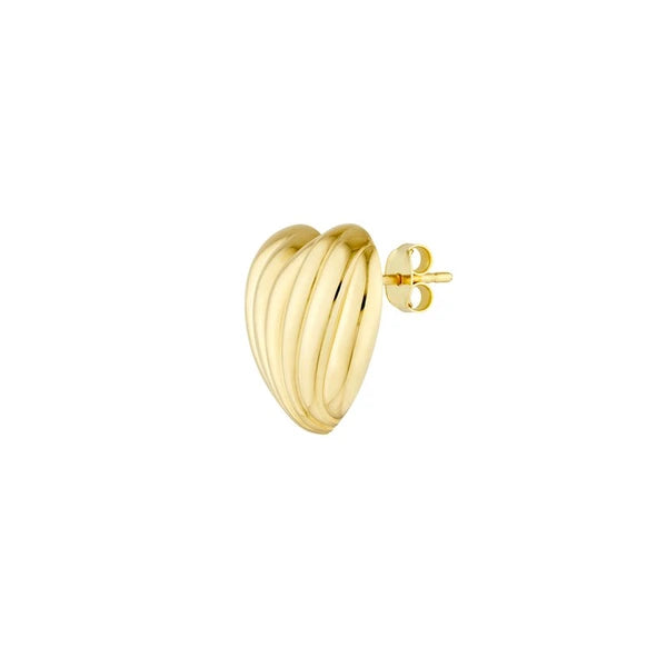 Fluted Heart Stud Earrings
