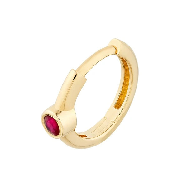Ruby Bezel Mini Hoops