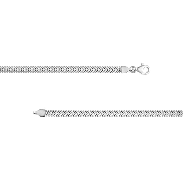 Sterling Silver 3.40mm D/C Flat Oval SN/Ake Chain