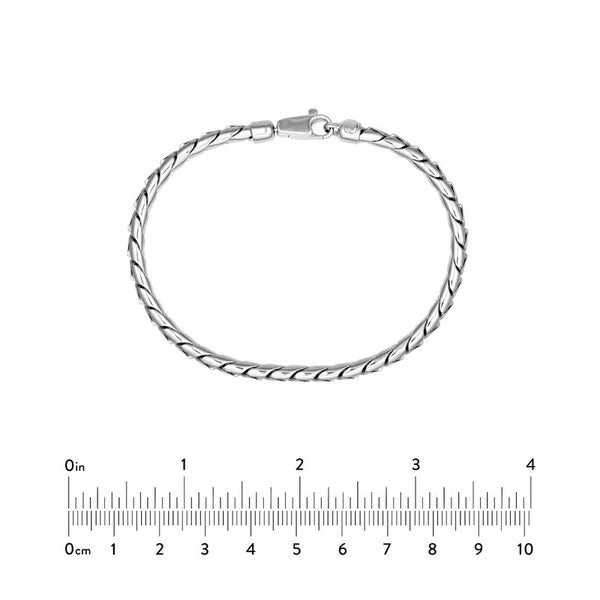 Sterling Silver 3.75mm Round Hammered Curb Chain Bracelet