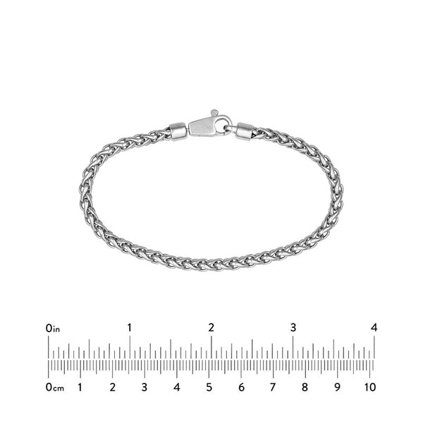 Sterling Silver 4.30mm Half Round Spiga Chain Bracelet