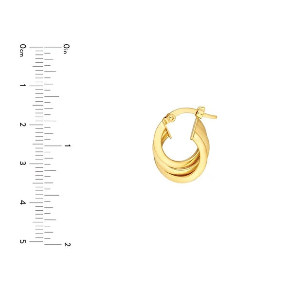 10mm Triple Round Hoop Earrings