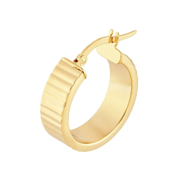 15mm Line Round Hoop Earrings