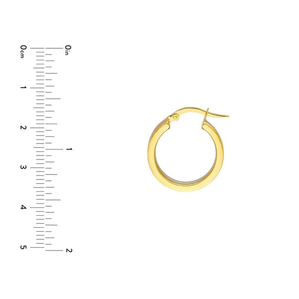 Tri Color 15mm Round Hoop Earrings