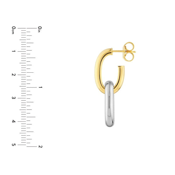 Two-Tone Dangle Oval Hoop Earrings