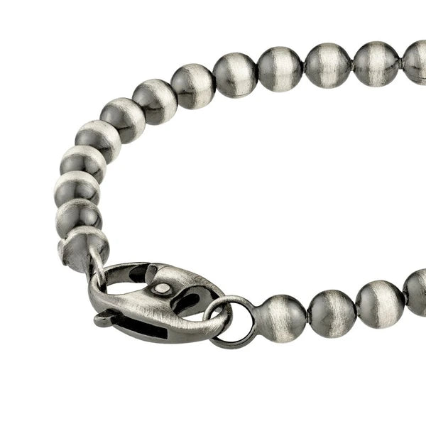 Sterling Silver 5mm Round Bead Mariner Lock Chain Bracelet