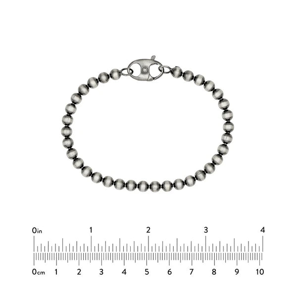 Sterling Silver 5mm Round Bead Mariner Lock Chain Bracelet