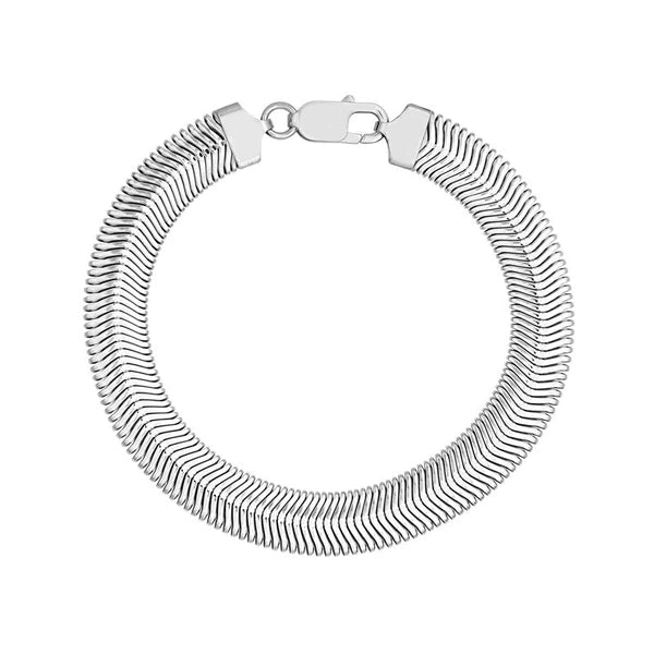Sterling Silver 10mm Flat Oval SN/Ake Bracelet