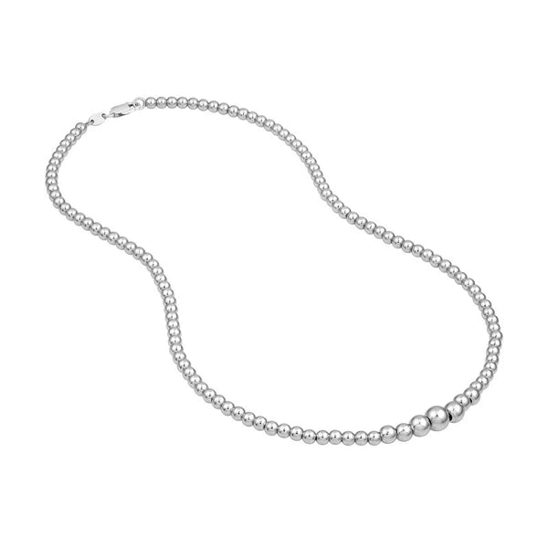 Sterling Silver 7mm Graduated Beaded Necklace