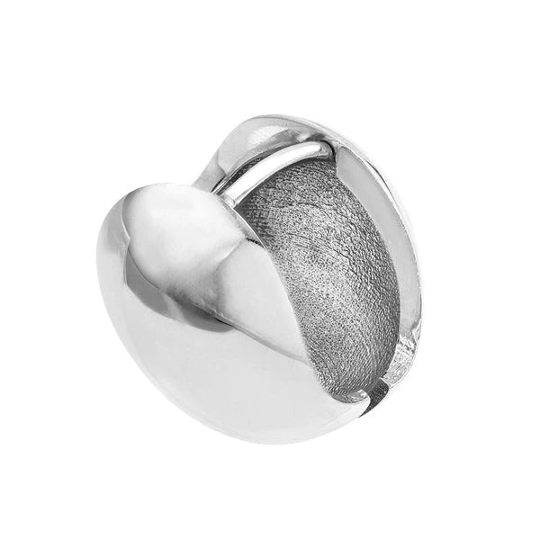 Sterling Silver Round Puff Hoop Earrings
