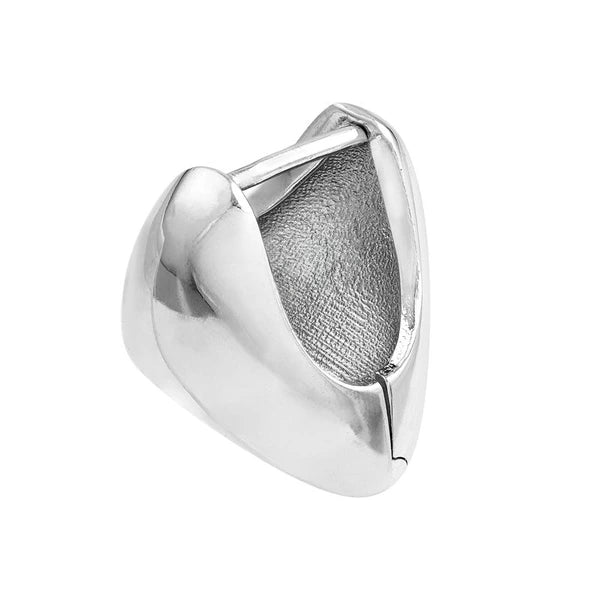 Sterling Silver Triangular Puff Hoop Earrings
