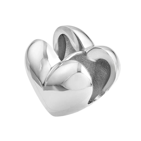 Sterling Silver Heart Puff Hoop Earrings