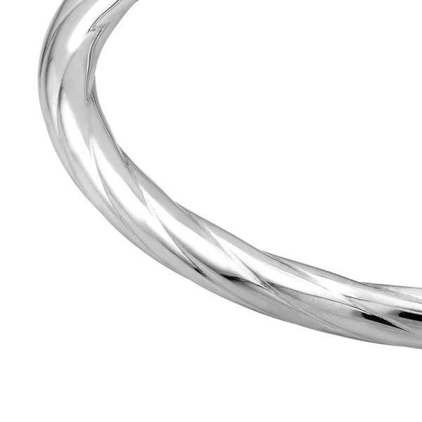Sterling Silver Twisted Oval Bangle